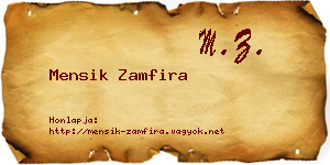 Mensik Zamfira névjegykártya
